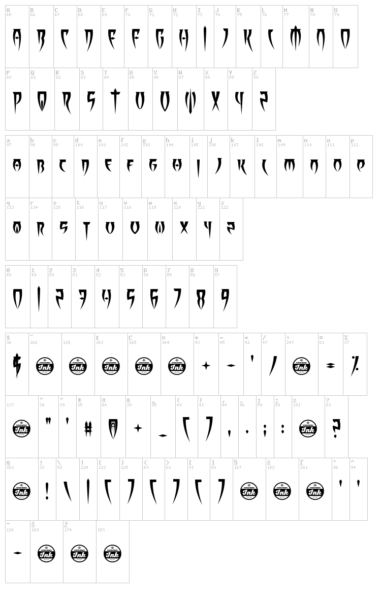 Beast of Rage font map